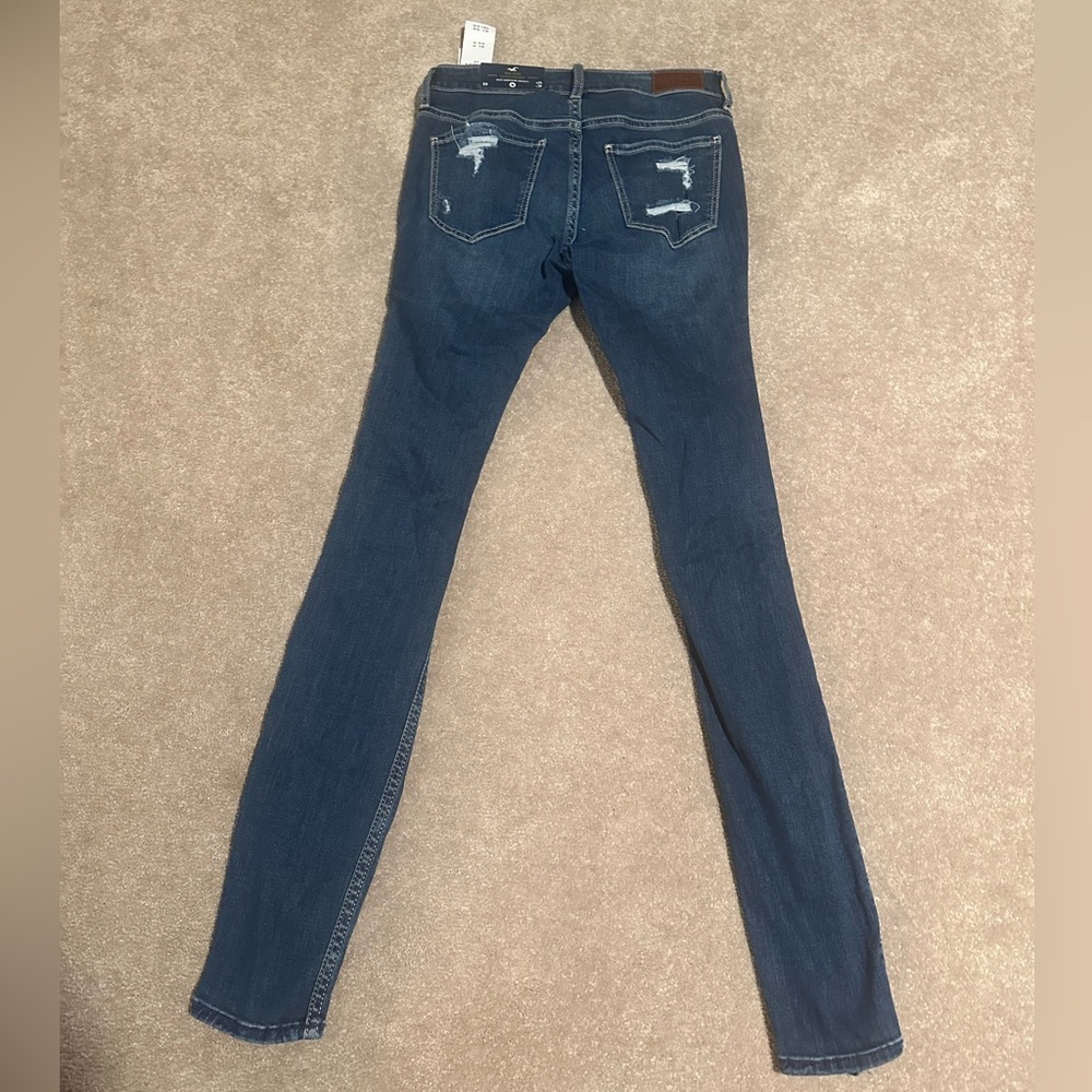 Hollister Mid-rise Super Skinny Dark Denim Ripped Jean Jeggings size 0R, 24 - Picture 7 of 8